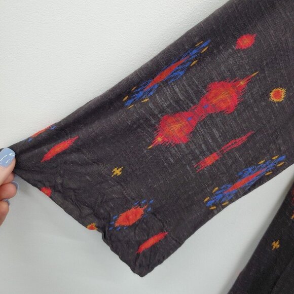 Lucky Brand Womens Aztec Print Tunic Top Blouse Plus Size 1X 3/4 Sleeve Black - Picture 7 of 14